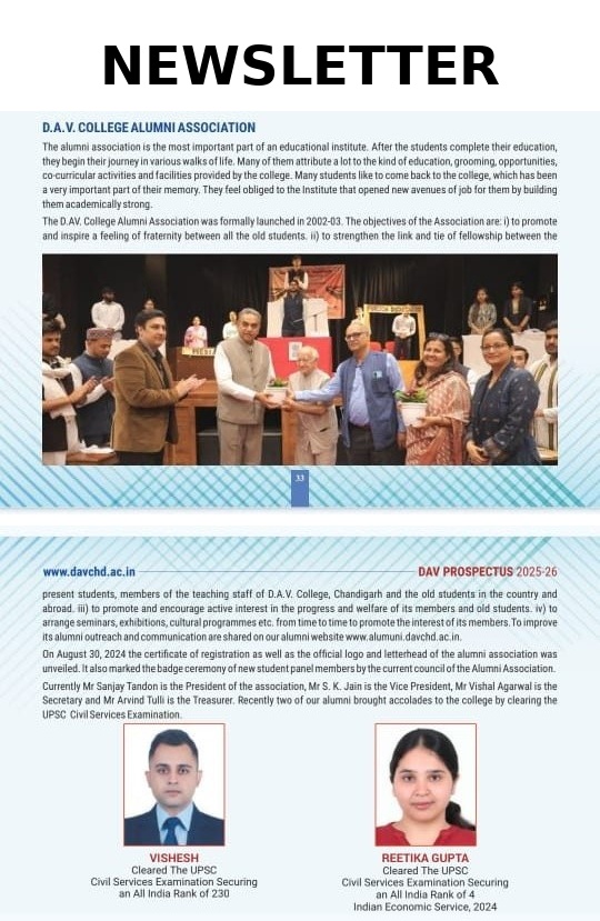 DAVOS featured in DAV College Chandigarh Prospectus 2025-26